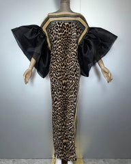 Leopard Plissé Organza Dress