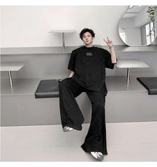 Men's Oversized Sequin Shirt and Wide-Leg Pants Set