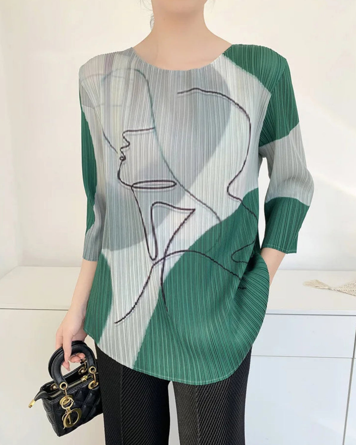 Luxury Abstract Pleated Top