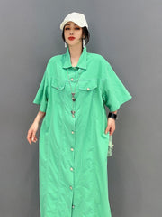 Green Luxe Oversized Short Sleeve Dress