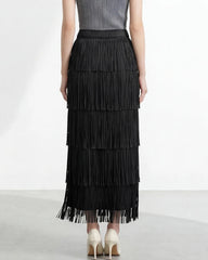 Luxurious Pleated Tassel Skirt