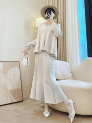 Luxury Modern Pleats Skirt Set