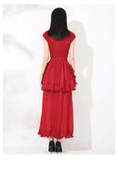 Truly Sleeveless Chiffon Plissé Pleated Dress