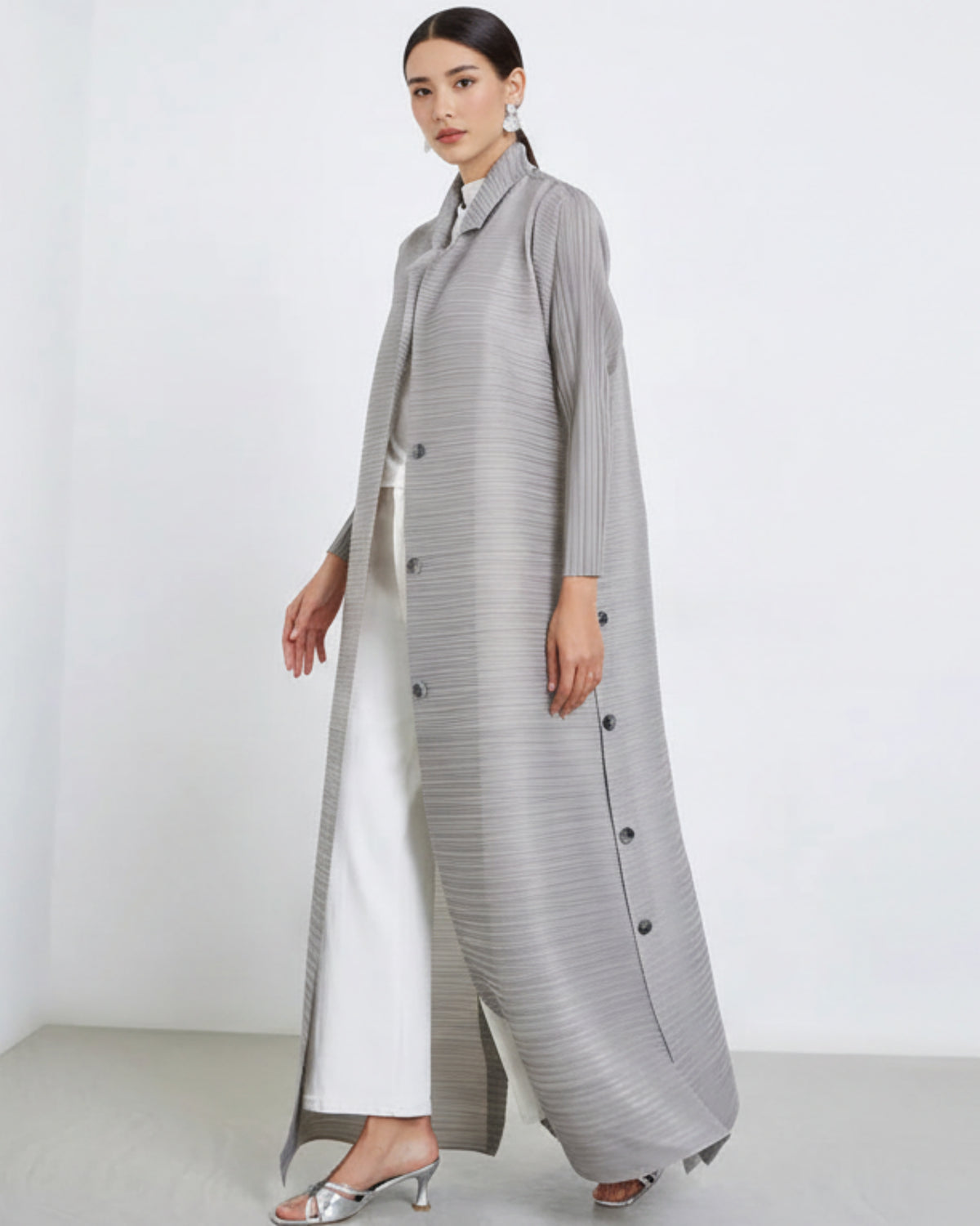 Premium Long Pleated Coat