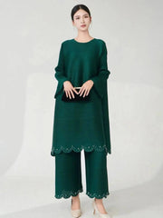 2-Piece Luxe Plissé Pant Suit