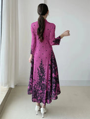 Luxury Plissé  3/4 Sleeve Dress