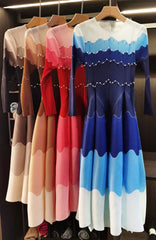 Wave Pleated Midi Dress