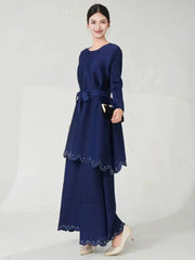 2-Piece Luxe Plissé Pant Suit