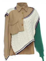 Irregular Patchwork Delight Knitted Sweater