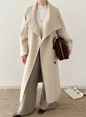 Luxury Wool-Blend Tie Belt Overcoat