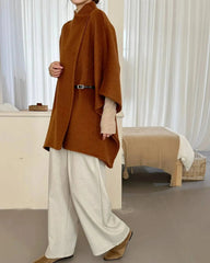 Luxury Wool-Blend Poncho Coat