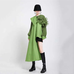 Women's Long-Sleeve Pleated Peacock Blouse