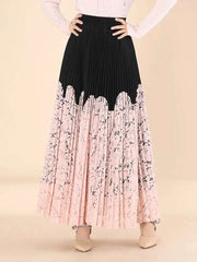 Luxury Pleated Lace Trim Skirt