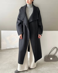 Luxury Wool-Blend Tie Belt Overcoat