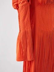 Pleated Plisse Off Shoulder Dress