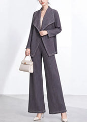 Petite Plissé Two-Piece Pant Set