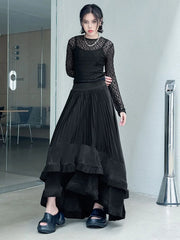 Metallic Asymmetric Pleated Skirt