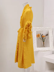 Elegant Ruffle Sleeve Pleats Coat