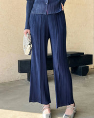 Fluid Pleat Wide-Leg Pants