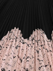 Luxury Pleated Lace Trim Skirt