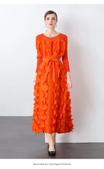 Luxe Plissé Modest Ruffle Dress