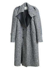 Women's Elegant Gray Woolen Trench Coat