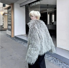 Men's Cozy Faux Fur Coat – Warm Luxury Streetwear