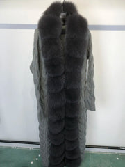 HEYFANCYSTYLE Divine Fox Fur Collar Knitted Cardigan