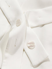 Classy White Blazer Coat with Irregular Wrap - Effortless Chic