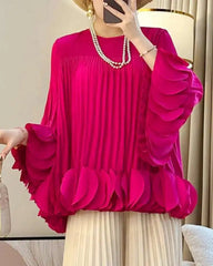 Luxury Plissé Bell-Sleeve Top
