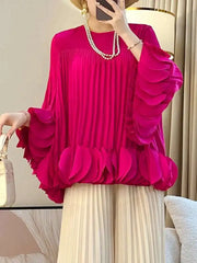 Elegant Pleated Ruffle Blouse