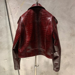 Men's Genuine Leather Crocodile Biker Jacket