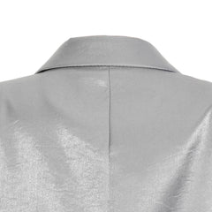 Women's Pearly Metallic Silver Oversized Blazer