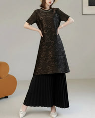 Luxury Beaded Plisse Long Tunic