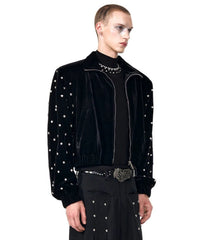 Men's Luxury Studded Velvet Bomber