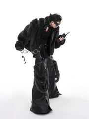 Men's Luxury Faux Fur Biker Jacket