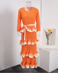 Luxe Tiered Ruffle Pleats Dress