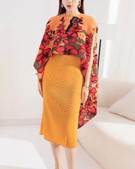 2-Piece Pleated Dress & Shawl