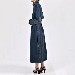 Women's Modern Classic Denim Midi Long Coat