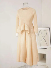 Peplum Pleated Top & Skirt Set