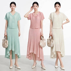 Asymmetric Ruffled Plisse Skirt