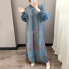 Luxury Ruffle Floral Pleat Dress