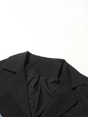 Women's Luxe Asymmetric Black Blazer with Denim