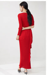 Luxury Plissé Asymmetric Dress