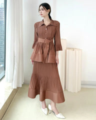 Luxury Peplum Plissé Top & Skirt