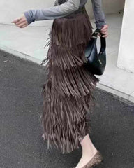 Luxury Tassel Midi Skirt