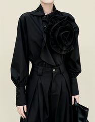 Luxury Floral Appliqué Blouse