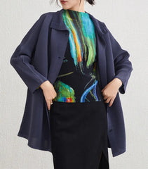 Luxury High-Collar Pleated Blouse