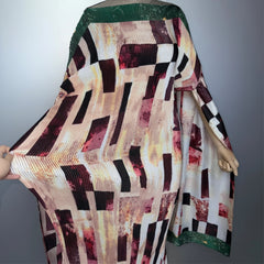 Geometric Pleated Kaftan Dress