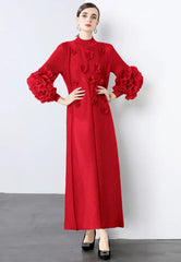 Luxury Pleats Floral Formal Dress